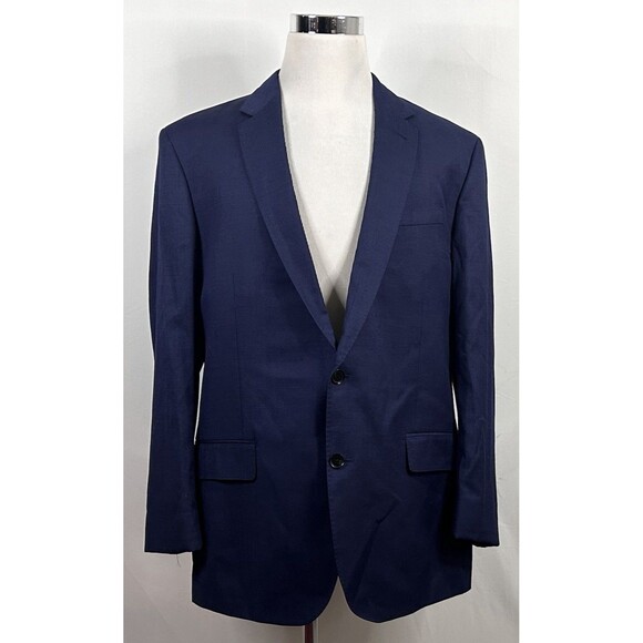 The Blk Tux 46L Sport Coat Blue Tollegno Wool Two Button Lined Double Vented - Picture 2 of 9